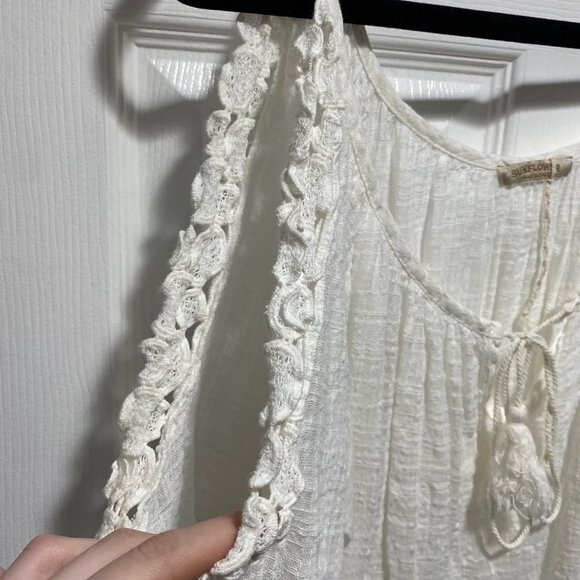 Sunflower Cold Shoulder Women's Top Light Weight Linen Size M ~Made In Italy - Picture 3 of 6